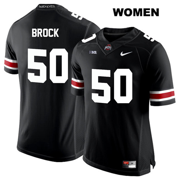 Ohio State Buckeyes Women's Nathan Brock #50 White Number Black Authentic Nike College NCAA Stitched Football Jersey CV19B61QI